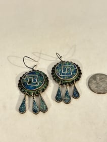 Vintage Sterling Silver Mexico Turquoise Earrings
