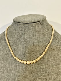 Vintage Sterling Silver old pearl Beaded Necklace
