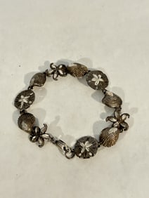 Vintage Sterling Silver sea shell fish Bracelet