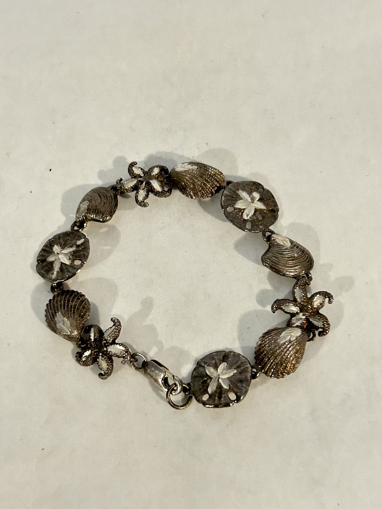 Vintage Sterling Silver sea shell fish Bracelet (1 of 4)