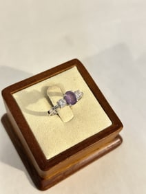 Vintage Sterling Silver Amethyst Ring sz 8