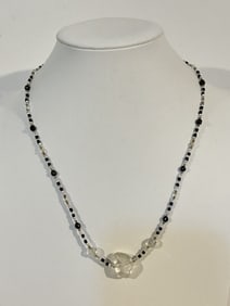 Vintage Sterling Silver crystal beaded Necklace 19"