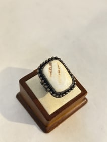 Vintage sterling silver large gem stone Ring sz 8