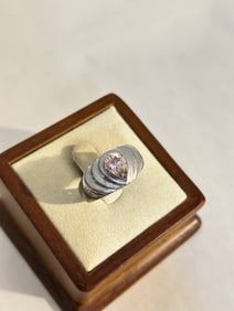 Vintage Sterling Silver Amethyst modernist Ring sz 8