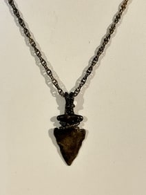 Vintage Sterling Silver arrow tip pendant rope chain Necklace 22"
