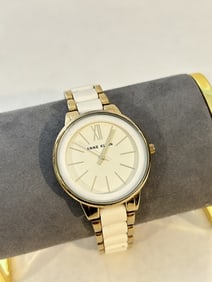 vintage anne klein white watch quartz runs great!!!