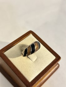 Vintage Sterling Silver enamel Ring sz 7