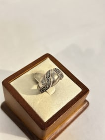 Vintage Sterling Silver marcasite modernist Ring sz 8