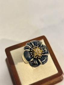 vintage j crew ring green enamel sz 6