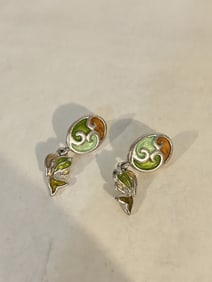 Givenchy Clip On Earrings Enamel Signed Vintage 80s