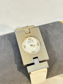 VTG Anne Klein Lady 17 Jewel Long Rectangle Hand Wind Rare Mechanical Watch works great!!!