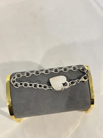 Vintage Sterling Silver tiffany style heart Bracelet sz 8"