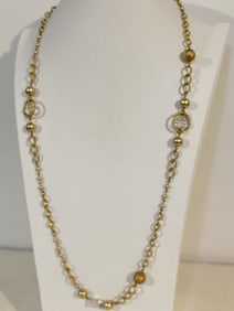Vintage Signed 1928 Necklace Gold Tone 32"