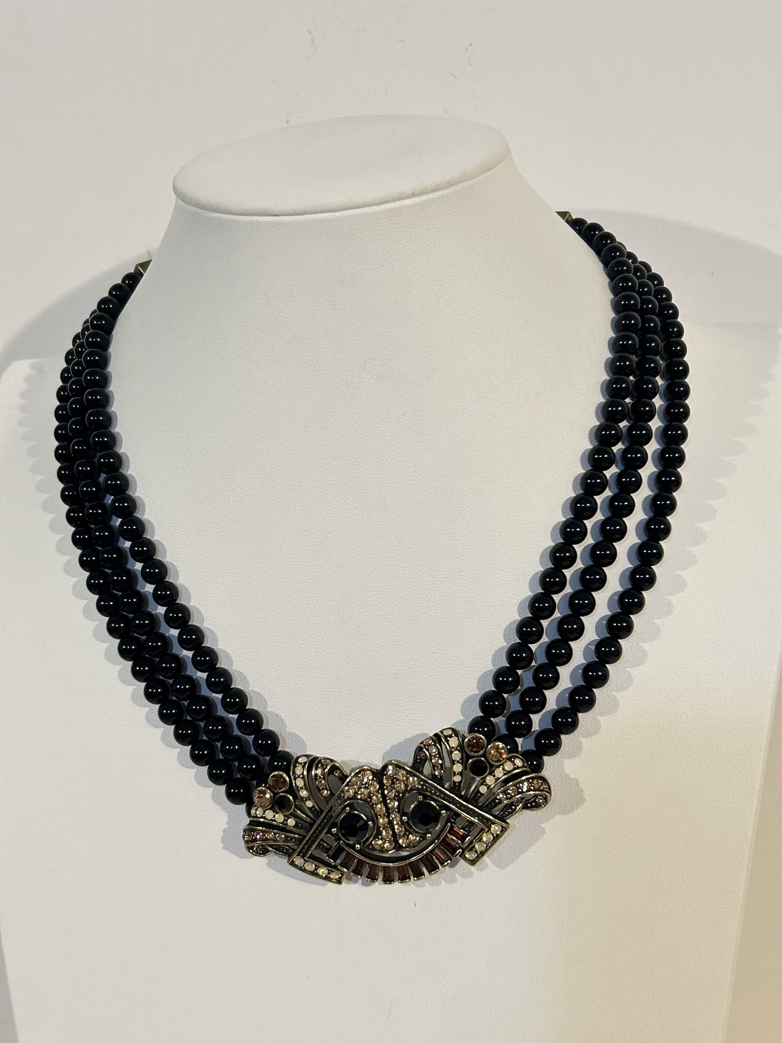 3 Strand HEIDI DAUS Vintage Beads 20" Necklace (1 of 6)