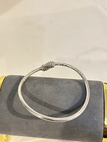 Vintage Sterling Silver bangle acorn Bracelet sz 8"
