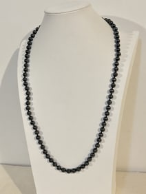 Vintage beaded Hematite/black heavy Necklace 29"