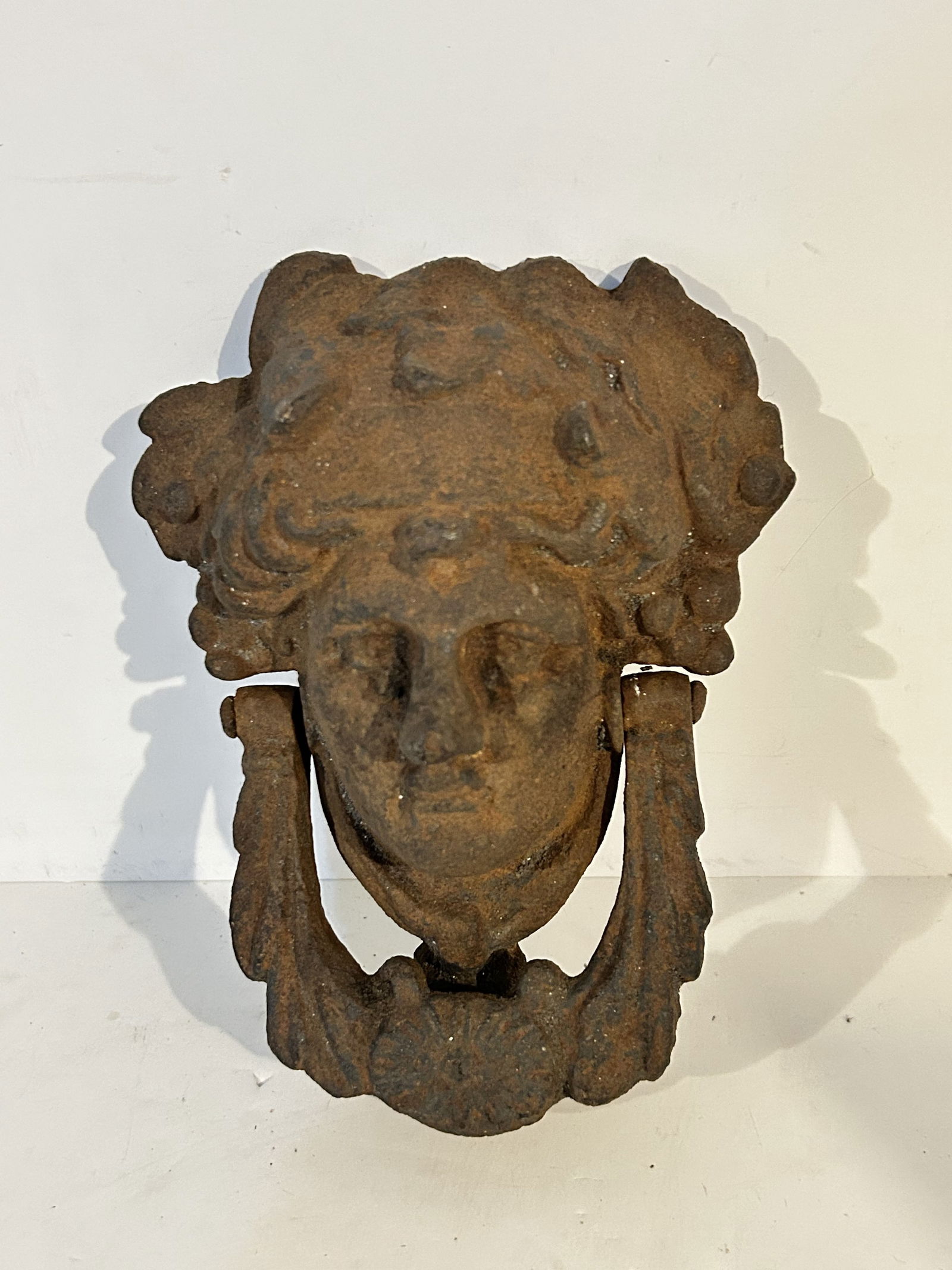 Antique 200 year old Victorian Door Knocker Cast Iron Greek Goddess Dramatic Rustic 3 lbs (1 of 6)