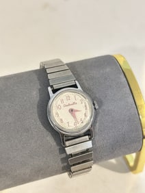Vintage U.S. Time Cinderella Watch Women Silver Tone Manual Wind works great!!!