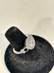 Vintage Sterling Silver rhinestone Ring sz 7