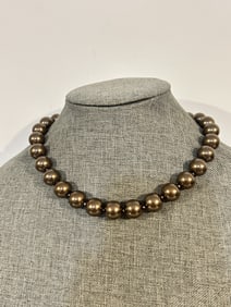 Vintage Old heavy Beaded Necklace 16"