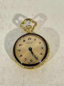 Vintage Jean Perret Swiss Made Pendant Watch enamel, Manual Wind Necklace Watch, Works