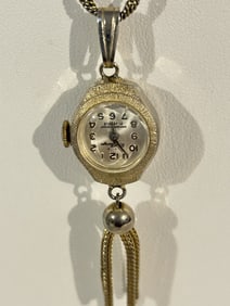 Vintage paul 21 jewel pendant watch necklace works great!!!