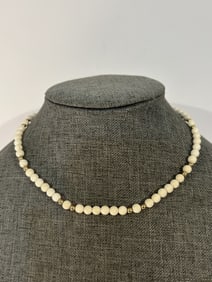 Vintage gold filled white beaded Neckalace