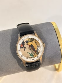 Vintage lion animal mech Watch works great!!! Has a crack on the crystal