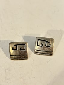 T Billy Signed Navajo Sterling Silver Earrings