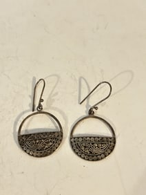 Vintage Designer ATI Bali Style Filigree Sterling Silver Earrings