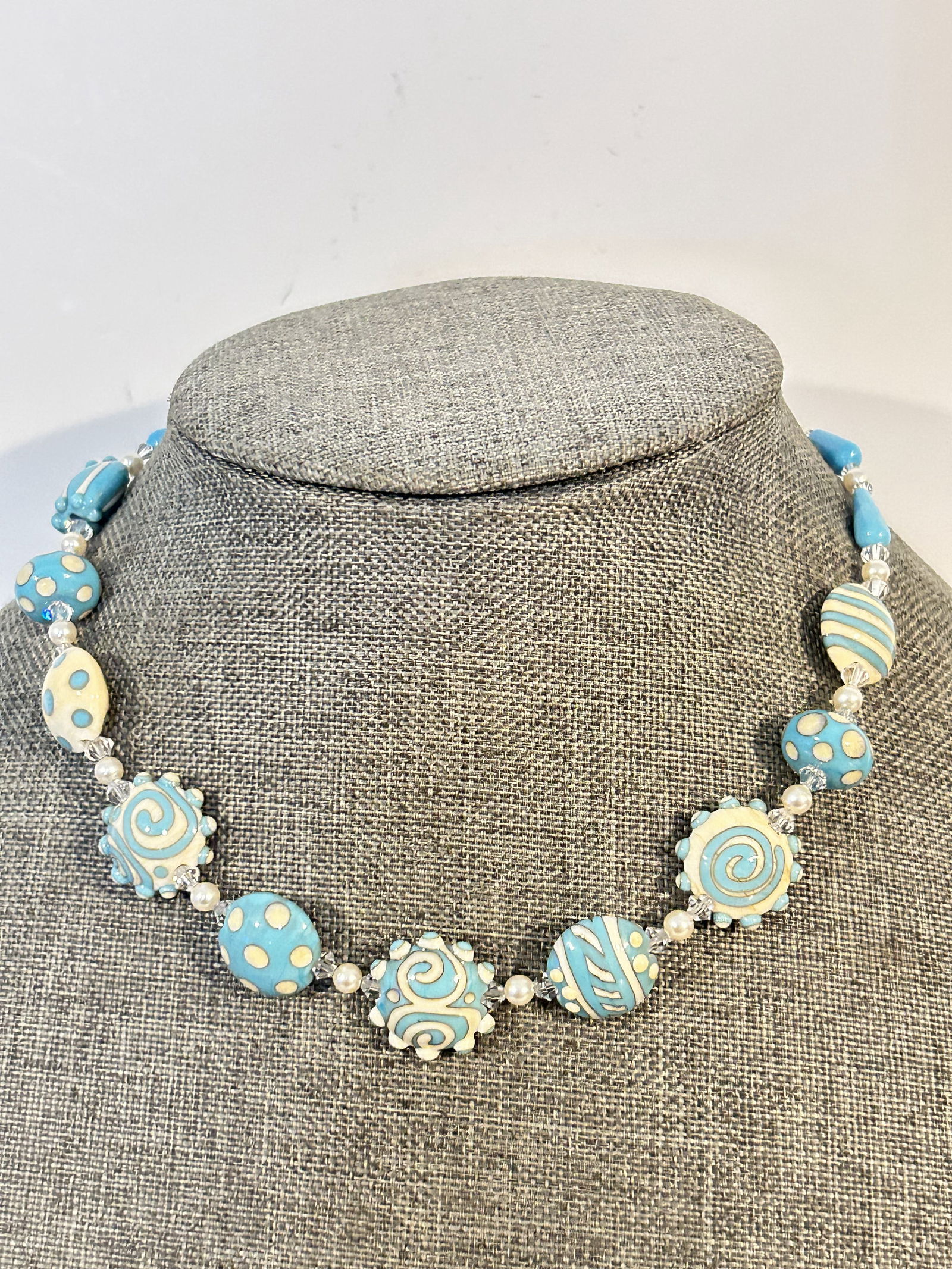 Vintage Beadazzled 925 Sterling & Murano Glass Swarovski Crystal Wedding Cake Style Necklace 18" (1 of 6)