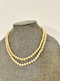 Vintage Old pearl double strand Beaded Necklace 18"