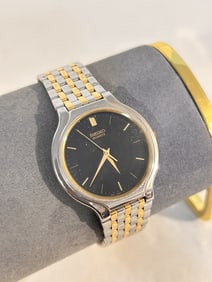 Vintage 90s Seiko V701-1K29 Mens Wrist Watch BLACK Quartz Movement WORKS GREAT!!!