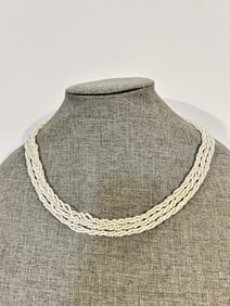Vintage fine white 3 strand Beaded Necklace