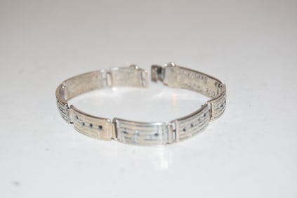 Sterling Silver Shube Dakota West Ode to Joy Beethoven Music Notes Bracelet 8"