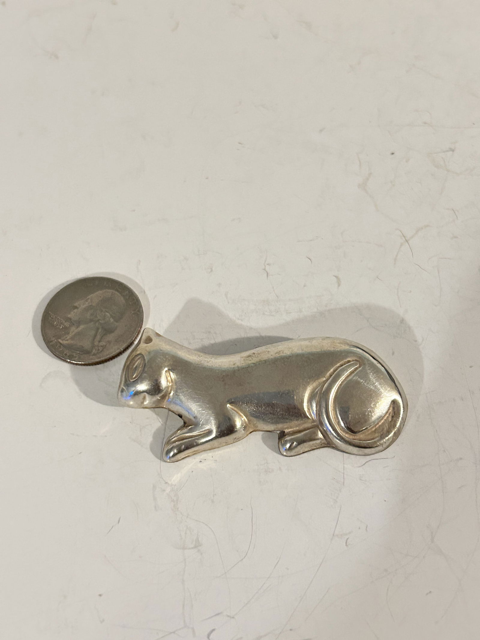 Vintage Sterling Silver mexico cat Brooch 2 1/2" (1 of 4)