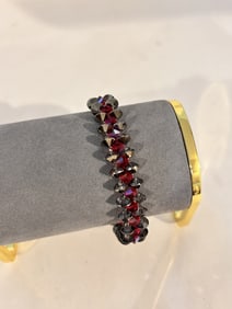 Vintage 1900s Silver crystal Bracelet 7"