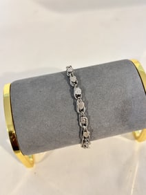 Vintage Sterling Silver floral heart Bracelet 8"