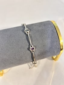 Vintage Sterling Silver multi gemstone Bracelet 7"