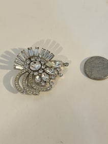 Vintage Kramer of New York Brooch Clear Prong Set Rhinestone