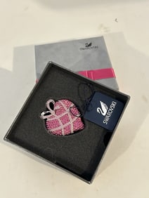vintage heart pink swarovski necklace pendant crystal