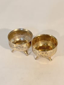 2 Vintage Sterling Silver caviar dishes