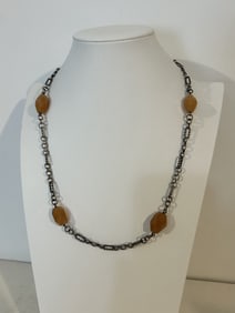 Vintage Sterling Silver Spinel Necklace 24"