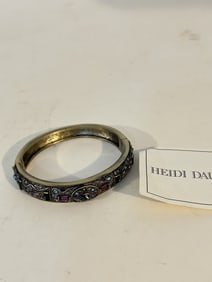 Heidi Daus Bracelet Swarovski Crystal Emerald Amethyst Cuff 8"