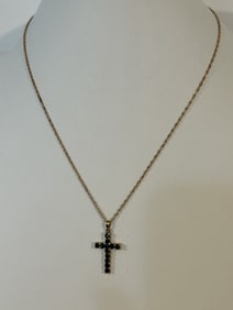 Vintage Sterling Silver Spinel rope Necklace 18"