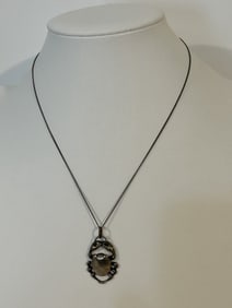 Vintage Sterling Silver crab pendant Necklace 18"