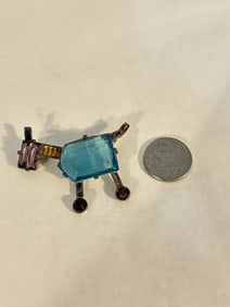Vintage 1800s old dog Brooch missing one crystal