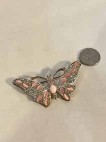 Vintage butterfly pink Brooch
