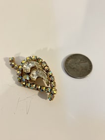 Vintage rhinestone leaf Brooch