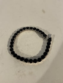 Vintage Sterling Silver onyx Bracelet 7"